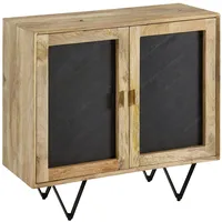KADIMA DESIGN Sideboard 80x75x35 cm Massivholz / Stein-Optik Anrichte