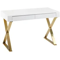 KADIMA DESIGN Schreibtisch 118x76x57 cm Hochglanz Weiß