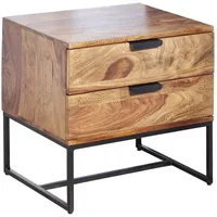 KADIMA DESIGN Nachttisch Massivholz / Metall 50x40x51 cm Nachtschrank
