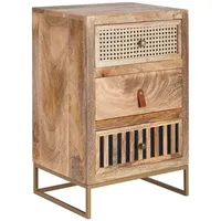 KADIMA DESIGN Nachttisch Massivholz / Metall 40x60x30 cm Nachtschrank