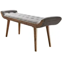 KADIMA DESIGN Sitzbank Stoff / Massivholz Bank Grau 125x51x38