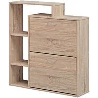 KADIMA DESIGN Moderner Schuhkipper MASSA Holz 2 Fächer Eiche