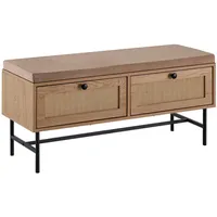 KADIMA DESIGN Schuhbank mit Stoff-Sitzfläche 100x48x38 cm Garderobenbank Eiche-Dekor,