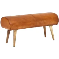 KADIMA DESIGN Sitzbank Echtleder / Massivholz Bank 100x53x40 cm,