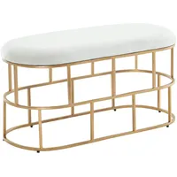 KADIMA DESIGN Sitzbank Samt / Gold 90x46x38 cm Flur