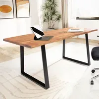 KADIMA DESIGN Schreibtisch 160x80x76 cm Akazie massiv / Schwarz