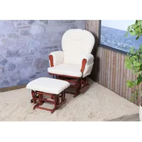 Mendler Relaxsessel HWC-C76, Schaukelstuhl Sessel Schwingstuhl + Hocker Stoff