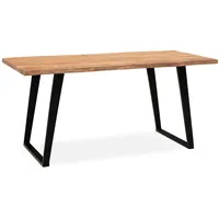 KADIMA DESIGN Schreibtisch 140x80x76 cm Akazie massiv / Schwarz