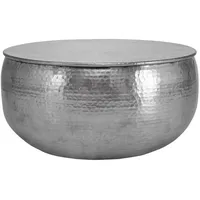 WOMO-DESIGN Couchtisch Silber Metall, 59x30.5x59 cm, Wohnzimmer, Wohnzimmertische, Couchtische