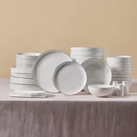 KARACA Streamline Favaro Tafelservice 12-Personen, Geschirrset Weiss, 53-tlg Schüssel