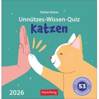 Harenberg Unnützes-Wissen-Quiz Katzen Premium-Postkartenkalender - Kalender mit 53 Rätselkarten: