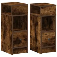 VidaXL Nachttische 2 Stk. mit Schublade Räuchereiche 25x31x66 cm
