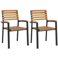 VidaXL Gartenstühle 2 Stk. Massivholz Akazie Metall