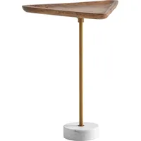 FineBuy Beistelltisch Braun Massivholz Marmor 45 x 40 x