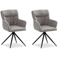 Homestyle4u 2er Set Polsterstühle Drehbar in Grau 2847