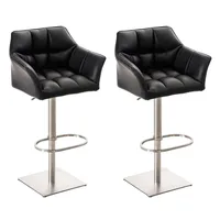 CLP 2er Set Barhocker Damaso Kunstleder schwarz/edelstahl