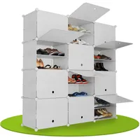 Juskys Schuhschrank 12 Würfel & Türen - Kunststoff Schrank