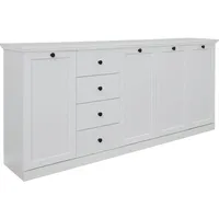 VCM Brax Sideboard, 4 Türen und 4 Schubladen, weiss.