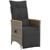 VidaXL Gartensessel Verstellbar mit Kissen Grau Poly Rattan