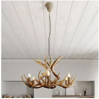 LINDBY Hängeleuchte Fibi, braun, Geweih, 6-flammig E14)