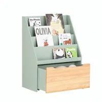 SoBuy Kinder Bücherregal Kinderregal mit 3 Ablagen Spielzeugtruhe Grün