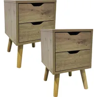 Hti-Living Nachttisch 2 Schubladen 2er-Set Thekla Artisaneiche