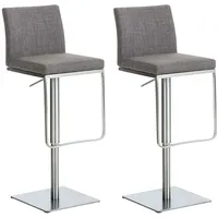 CLP 2er Set Barhocker Panama Stoff grau/edelstahl