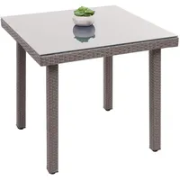 Mendler Poly-Rattan Gartentisch Cava, Esstisch Beistelltisch Tisch mit Glasplatte,