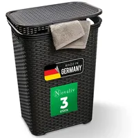 Novaliv - 3x Wäschekorb 3 Stück Rattan Wäschekorb mit