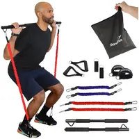 Skandika Multi-Widerstandsbänder mit Stange - Fitness - Rot/Blau SCHWARZ