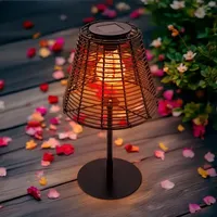 Spetebo Solar Tischleuchte in Rattan Optik schwarz mit LED