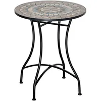 Outsunny Gartentisch Ø60 cm, Wetterfest Balkontisch aus Metall, Esstisch
