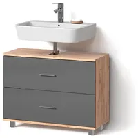 Livinity Livinity® Waschbeckenunterschrank Eisak, Anthrazit/Goldkraft Eiche, 80 x 60.8