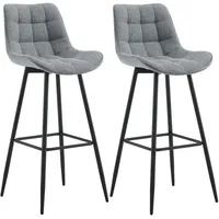 CLP 2er Set Barhocker Dartford grau/Stoff