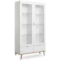 Finori GmbH Vitrine, Weiß, Holzwerkstoff, Rechteckig, 100x186x40 cm, Wohnzimmer,