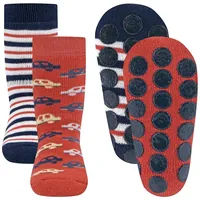 Ewers Stoppersocken 2er-Pack Autos/Ringel blau/rot, 23/26