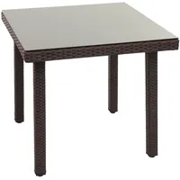 Mendler Poly-Rattan Gartentisch Cava, Esstisch Beistelltisch Tisch mit Glasplatte,