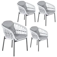 LC Garden 4er Set »Bari« Gartenstuhl I hellgrau Aluminium/Rope