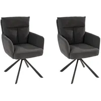 Home4You Polsterstühle 2er Set - Schwarz - Cord Metallgestell