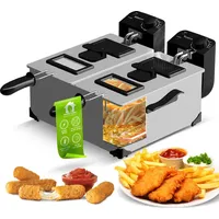 TURBO TRONIC TurboTronic Doppel-Fritteuse 3600W | 2x3L Edelstahl-Kaltzonen-Friteuse mit