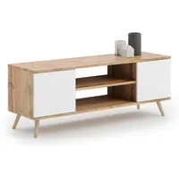 Raumhirsch furniture Lowboard, Eiche, Weiß, Holzwerkstoff, 40x50x135 cm, Wohnzimmer,