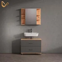 Livinity® Badmöbel-Set Eisak Anthrazit/Goldkraft Eiche 2 Teile, Unterschrank 80