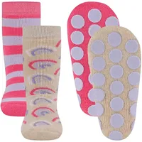 Ewers Stoppersocken 2er-Pack Regenbogen/Ringel beige/pink, 19/22