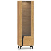 Feldmann-Wohnen Vitrine, Braun, Schwarz, Holz, Rechteckig, 58x190x40 cm, Wohnzimmer,