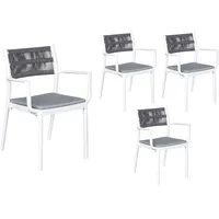 LC Garden Vona 4er Set Stapelstuhl 52,5x60x80cm weiß/anthrazit Gartenstuhl