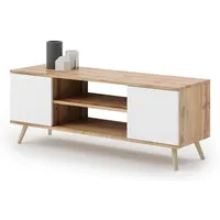 Raumhirsch furniture Lowboard, Eiche, Weiß, Holzwerkstoff, 40x50x155 cm, Wohnzimmer,
