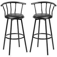 Costway Barhocker 2er Set, mit Rückenlehne und Fußstütze Schwarz
