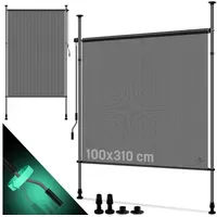 Kesser Windschutz 100 x 310 cm grau wasserfest ausziehbar