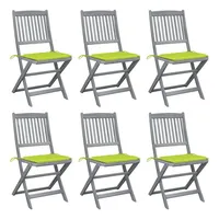 VidaXL Klappbare Gartenstühle 6 Stk. mit Sitzkissen Massivholz Akazie