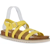 VAN HILL Damen Übergrößen Riemchensandalen Sandalen Profil-Sohle Schuhe 841269,